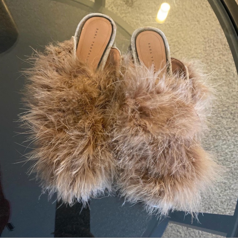 Zara Faux Fur Slide— Light Brown